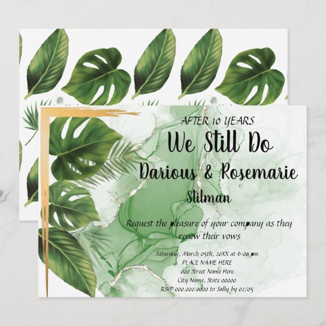 Das Tropical Palm Wedding Anniversary Renewal Vows Einladung (Vorne/Hinten)