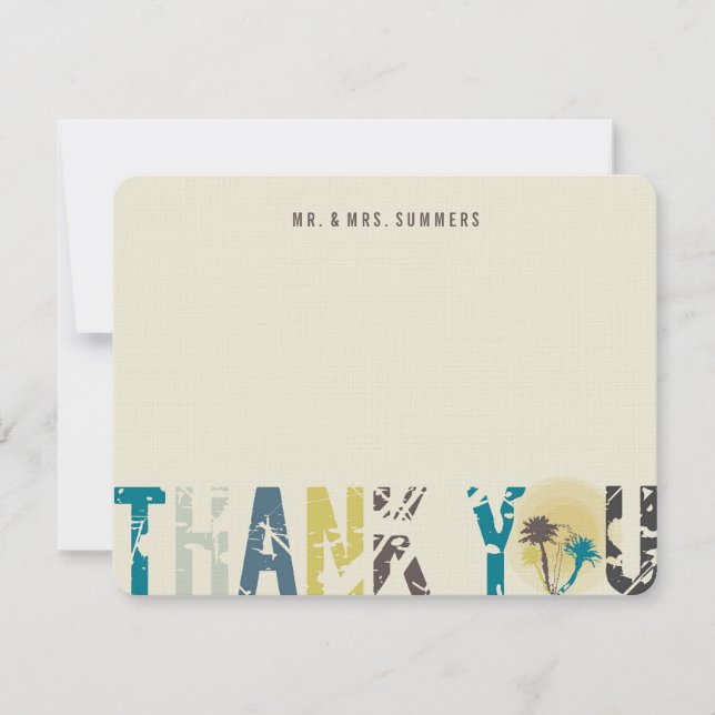 Das Tropical Sunset Palm Trees Foto Hochzeit Viele Dankeskarte (Vorderseite)