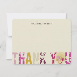 Das Tropical Sunset Palm Trees Foto Hochzeit Viele Dankeskarte