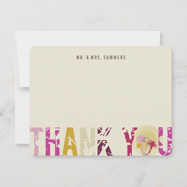 Das Tropical Sunset Palm Trees Foto Hochzeit Viele Dankeskarte (Vorderseite)