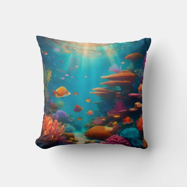 Das tropische Korallenriff in lebhaften Farben Kissen (Vorderseite)