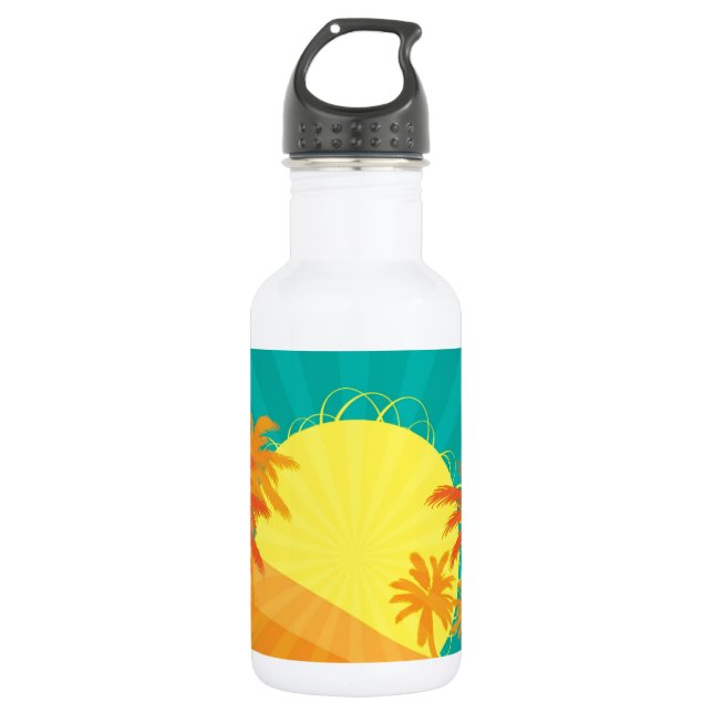 Das tropische Retro-Design des Sunset Beach Edelstahlflasche (Vorderseite)