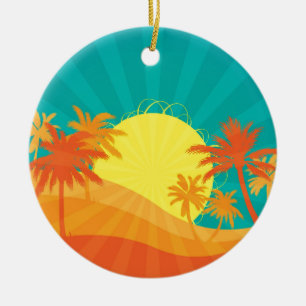 Das tropische Retro-Design des Sunset Beach Keramikornament