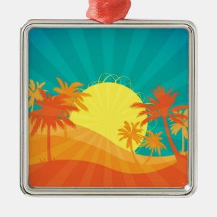 Das tropische Retro-Design des Sunset Beach Ornament Aus Metall