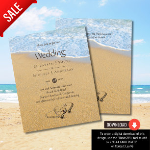 Das tropische Strandherz in Sand Wedding Invit