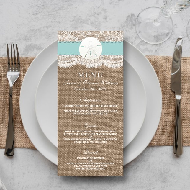 Das türkisfarbene Sand Dollar Wedding Menü (Von Creator hochgeladen)