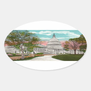 Das U.S. Capitol Vintage Ovaler Aufkleber