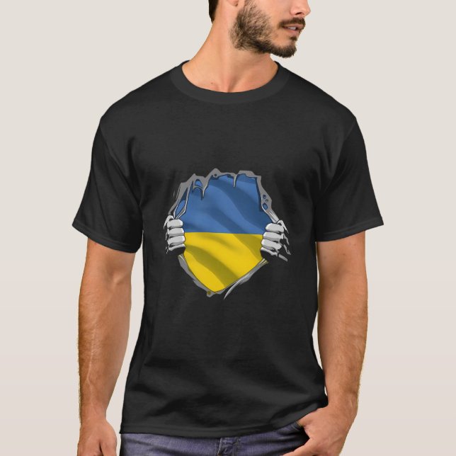 Das ukrainische Erbe stolz Ukraine Roots Flag T-Shirt (Vorderseite)