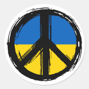 Das ukrainische Friedenszeichen. Ukraine Runder Aufkleber