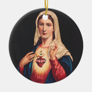 Das unbefleckte Herz Marias Keramik Ornament