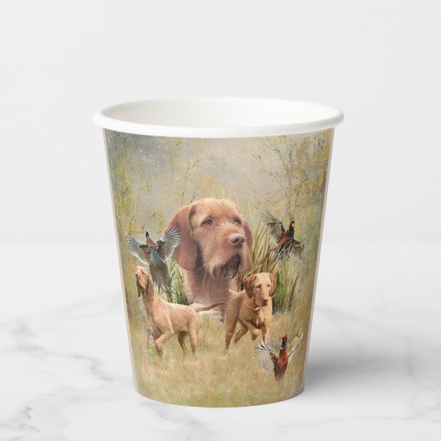 Das ungarische Drahthaar Vizsla Pappbecher (Vorderseite)