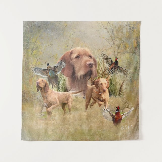 Das ungarische Drahthaar Vizsla Wandteppich (Vorderseite)