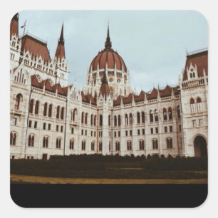 Das ungarische Parlament, Budapest, Ungarn Quadratischer Aufkleber