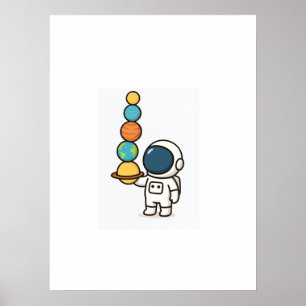 Das Universum ausbalancieren - Kawaii Astronautenw Poster