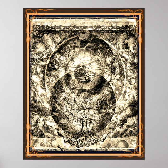 Das Universum ist ein Baumsepien-Poster Poster (Vorne)