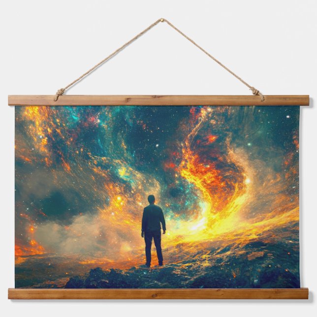 Das Universum Wandteppich Mit Holzrahmen (Vorne)