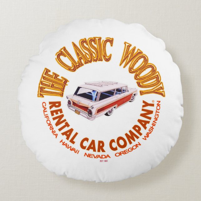 Das Unternehmen Classic Woody Rental Car Rundes Kissen (Vorderseite)