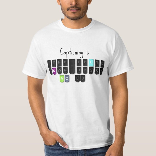 Das Untertiteln ist coole Steno Tastatur T-Shirt (Vorderseite)