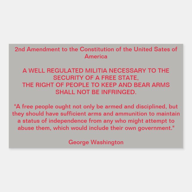 Das unveräußerliche Recht, Waffen zu tragen. Rechteckiger Aufkleber (Vorderseite)