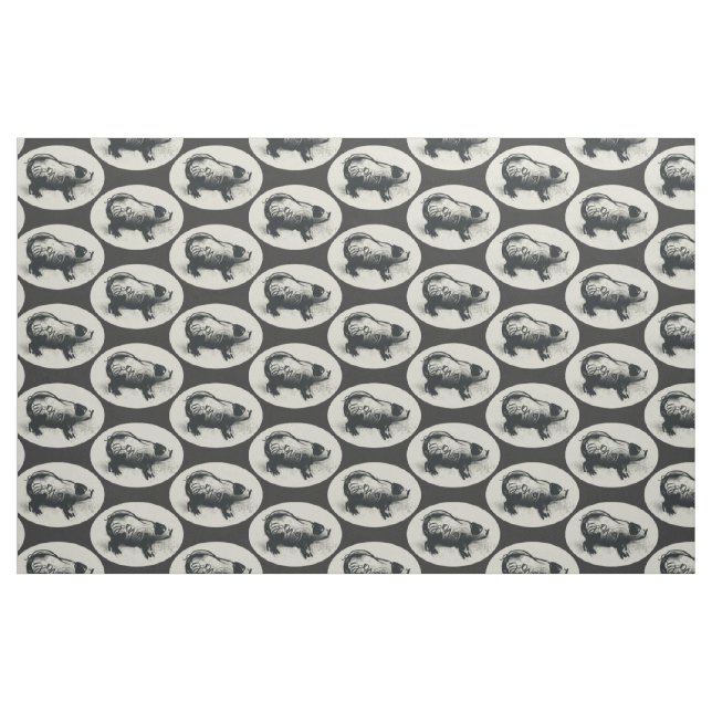 Das ursprüngliche Schwein, das mit 2019 zeichnet, Stoff (Fat Quarter (45,7 x 55,9 cm))
