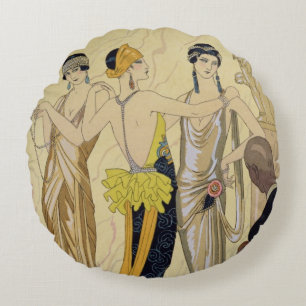 Das Urteil von Paris, 1920-30 (pochoir Druck) Rundes Kissen