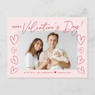 Das Valentinstag-Foto der Moderne Blush und Rote S Feiertagspostkarte