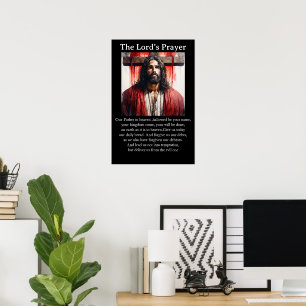 Das Vaterunser Jesus Christus steht feierlich Poster