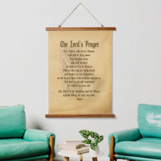 Das Vaterunser (Traditionell) Wandteppich Mit Holzrahmen