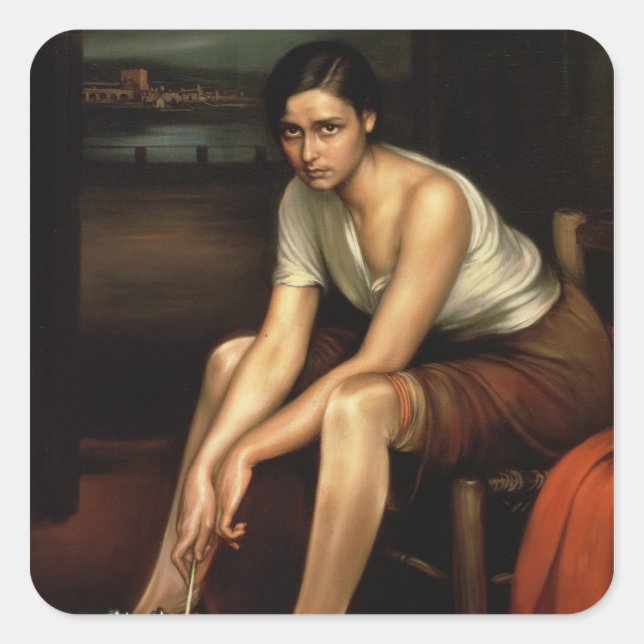 Das Verführerische junge Mädchen Quadratischer Aufkleber (Vorderseite)