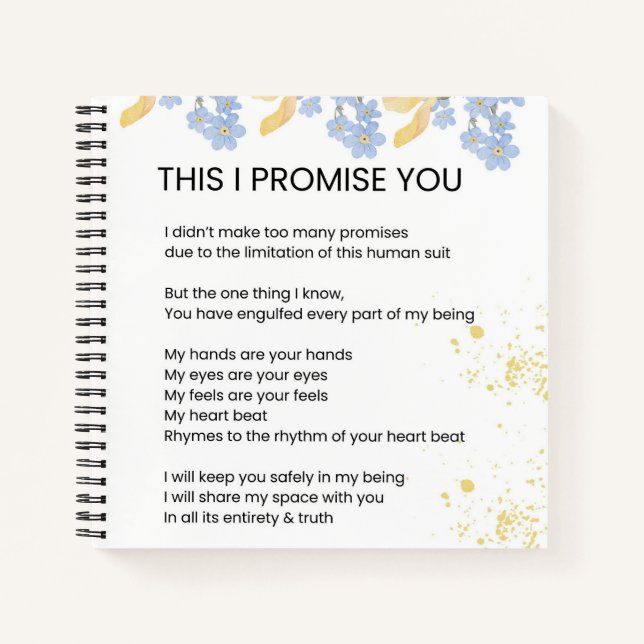 Das verspreche ich Ihnen - Liebe Gedicht Notizbuch (Vorderseite)