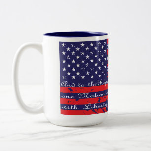 Das Versprechen der Legitimation in der US-Flagge Zweifarbige Tasse