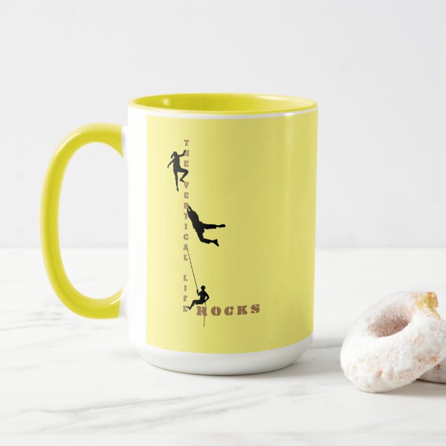 Das vertikale Leben - Rock Climbing Design Tasse (Mit Donut)