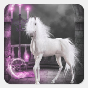 Das verzauberte Einhorn Quadratischer Aufkleber