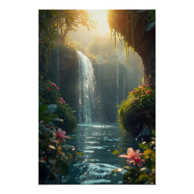 Das verzauberte Wasserfall-Naturposter Poster (Vorderseite)