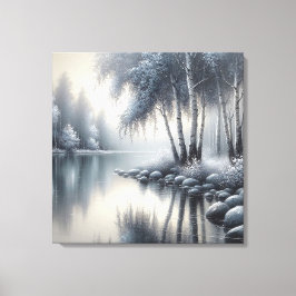 Das verzauberte Winterwunderland: Ruhe reflektiert Leinwanddruck