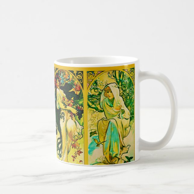 Das vier Jahreszeiten ~ Alphonse Mucha Tasse (Rechts)