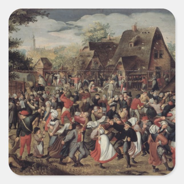 Das Village Festival Quadratischer Aufkleber (Vorderseite)