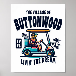 Das Village Of Buttonwood Golfcart-Design Poster