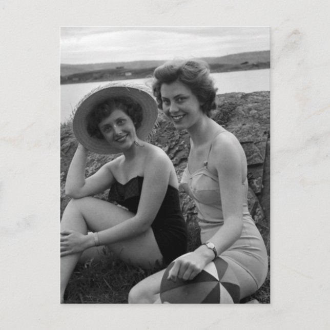 Das Vintage Foto der Schönheit des Badeens Postkarte (Vorderseite)