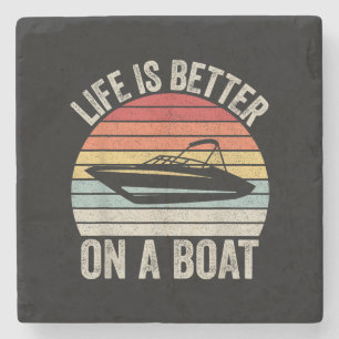 Das Vintage Leben ist besser auf einem Bootsführer Steinuntersetzer