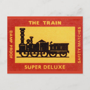 Das Vintage-Match-Label Der Zug Postkarte