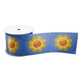 Das Vintage orange Gelb-Blau-Kaleidoskop Sun Satinband