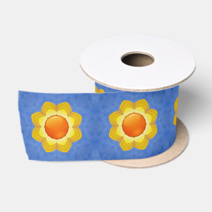 Das Vintage orange Gelb-Blau-Kaleidoskop Sun Satinband