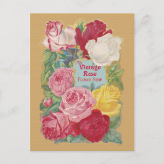 Das Vintage-Rosen-Blumenladen-Schild Postkarte