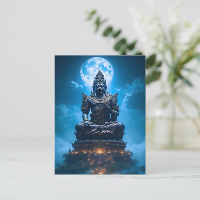Das volle Mondlicht des Buddha Postkarte (Stehend Vorderseite)