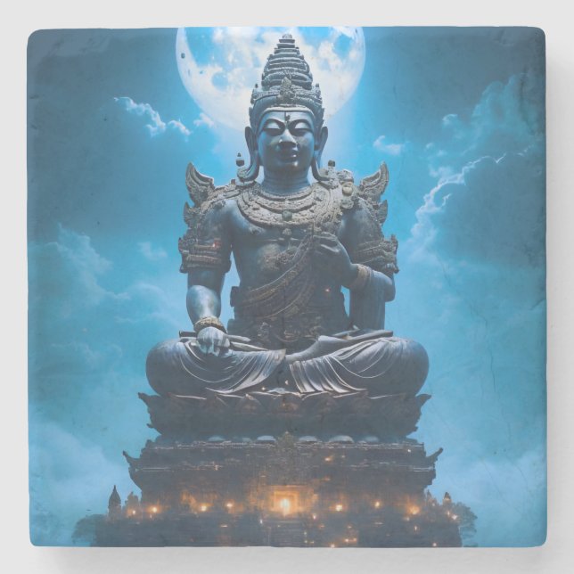 Das Vollmondlicht des Buddha Steinuntersetzer (Vorderseite)