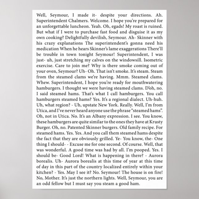 das vollständige Transkript der Dampfhasche Poster (Vorne)