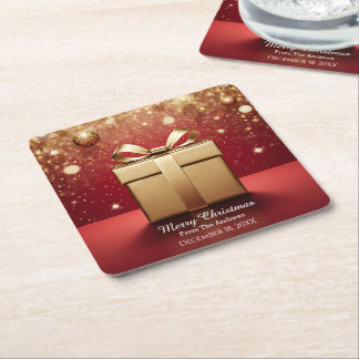 Das wahre Geschenk Goldene Weihnachtsgabe Rechteckiger Pappuntersetzer