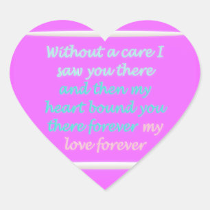 Das wahre romanische Gedicht rosa Herz-Aufkleber