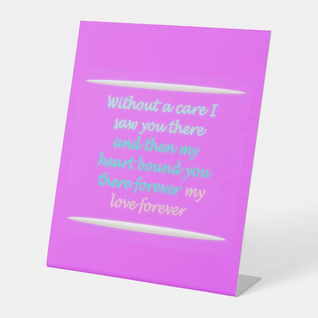 Das wahre romanische Gedicht rosa Sockelschild (Vorderseite)